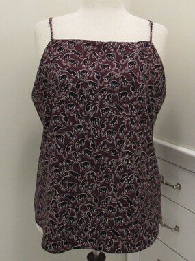 Ann Taylor Burgundy Black Panther Cami Top XL